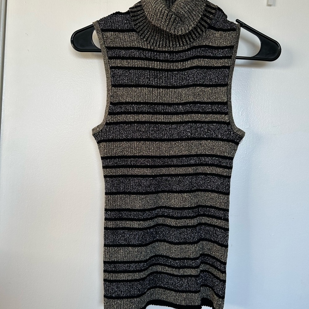 Kenar black and gold striped turtleneck silk top #turtleneck